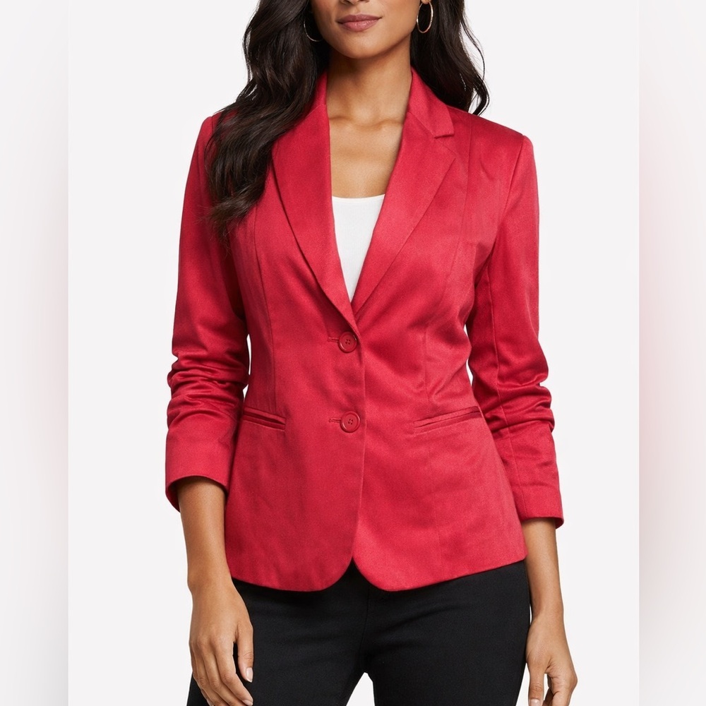 New York & Company Red Tailored Blazer Women’s Size 8 Career Office Jacket